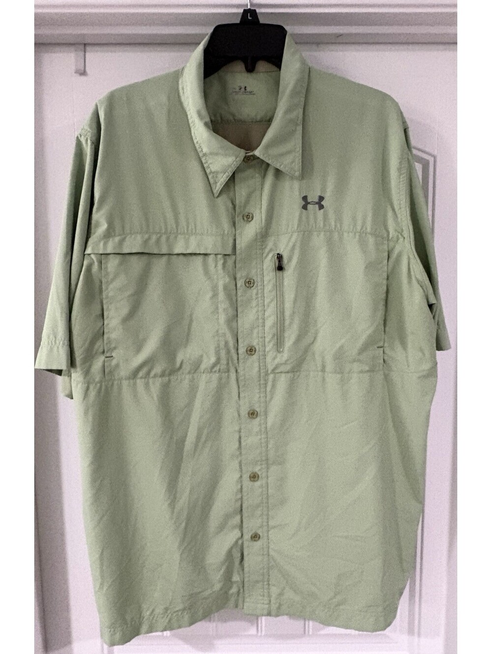 Under Armour Shirt Mens Green Short Sleeve Fishing Vented Performance Top